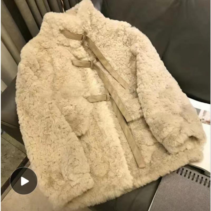 Lamb wool imitation fur coat women's new cotton thickened imitation rabbit fur coat autumn and winter fashion