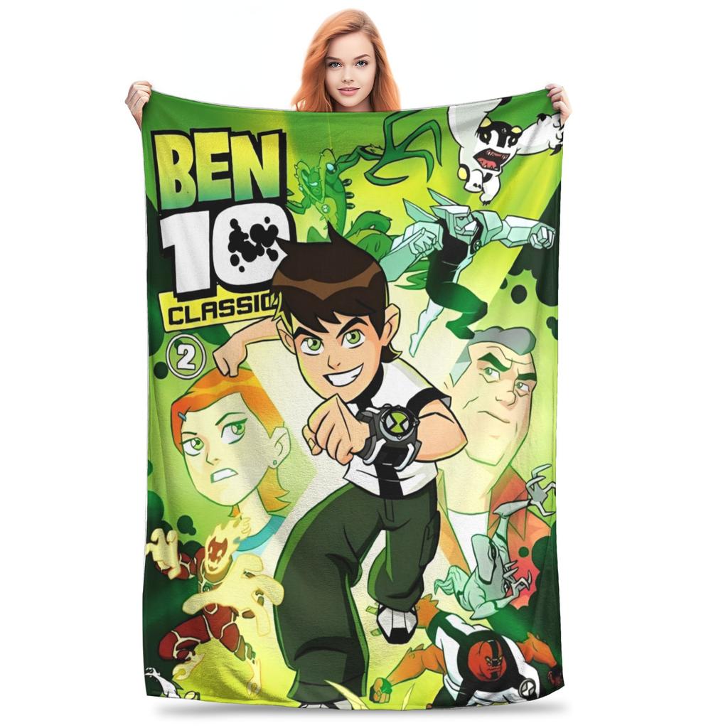 Ben 10 Obcy Ben Tennyson Omnitrix Gra Koc Miękki Ciepły Koc Kładziony Flanelowy Dekoracja na Lato Klimatyzację Pościel