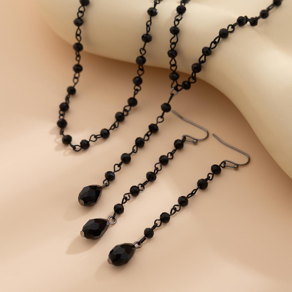 Ingemark Goth Černý Imitace Křišťálu Řetízek Náhrdelník Visací Náušnice pro Ženy Vintage Kříž Ježíš Měsíc Přívěsek Choker Šperky Set