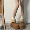 Women's heightened thick-soled snow boots, winter new velvet thickened white simple short boots warm and non-slip cotton shoes