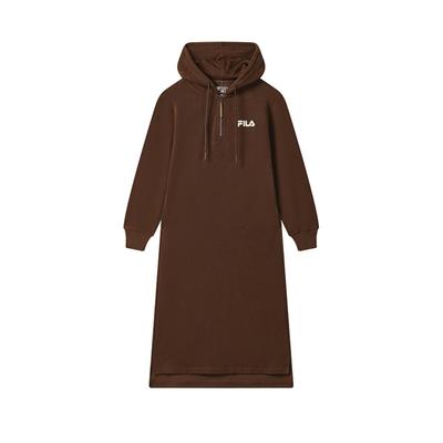 Original Cool Niche Trendy Style Hooded Long Sleeve Dress Women Dresses Liver-Red F51W539303FDK