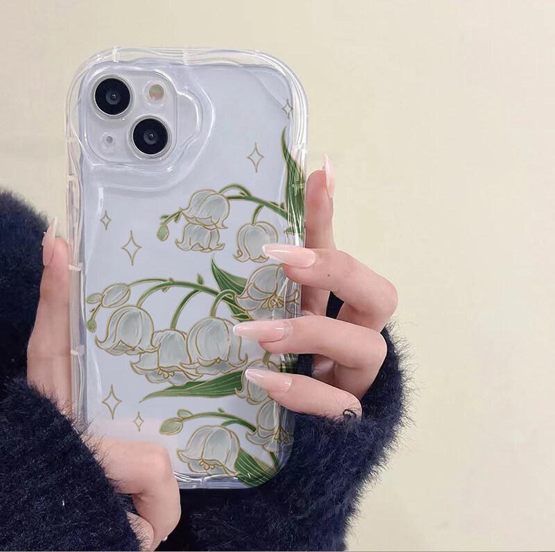 Case For Realme C53 C55 C67 C63 C65 C35 C33 C21Y C25Y C51 8 5G 10 13 11 12 Pro Plus GT 6 Note 60 Cover Flower Cream Wavy Edge