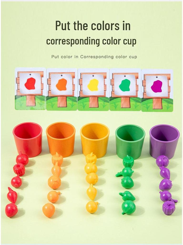 Wooden Farm Veggie Sorting & Counting Game for Toddlers