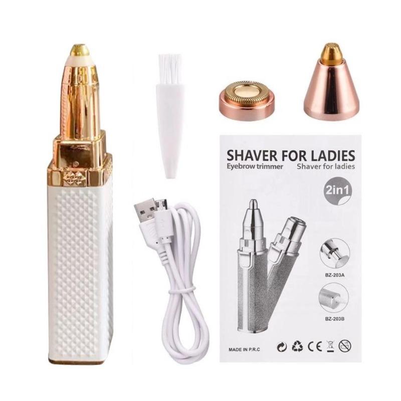 Elektrický zastřihovač obočí 2v1 USB dobíjecí Miniepilátor na odstranění chloupků z těla a obličeje rtěnky pro ženy Barevné hvězdné nebe