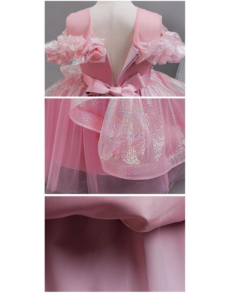 Dziewczęca Sukienka Księżniczki z cekinami na Wesela, Występy na Pianinie, Urodziny i Wieczorne Imprezy