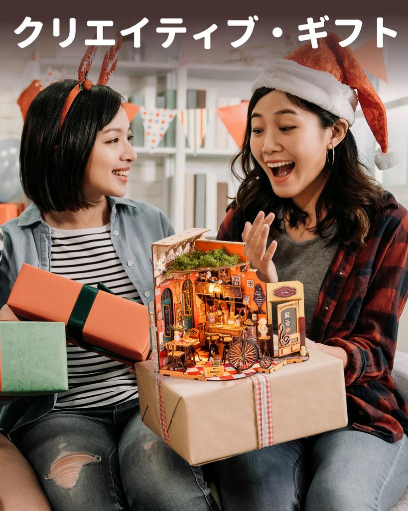 Rolife Miniature House Kit, Dollhouse with European Bar, LED Lights, DIY Handmade Kit, Doll House Interior Decor, Creates Ambience, Entryway, Craft