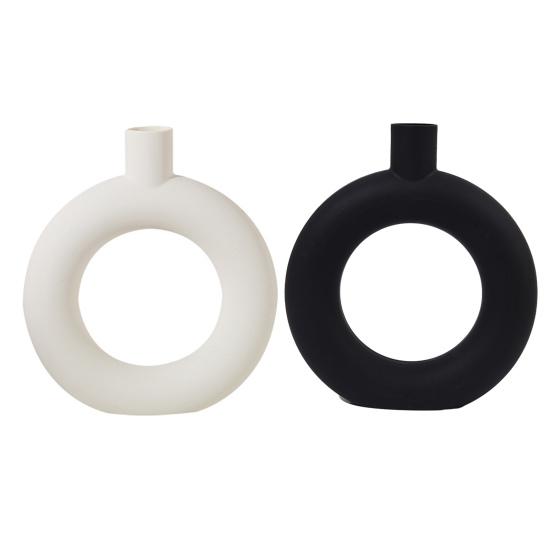 Plastic Circle Flower Vase Minimalist Modern Flower Holder Container Home Office Table Centerpiece Decorative Floral Plants Vase