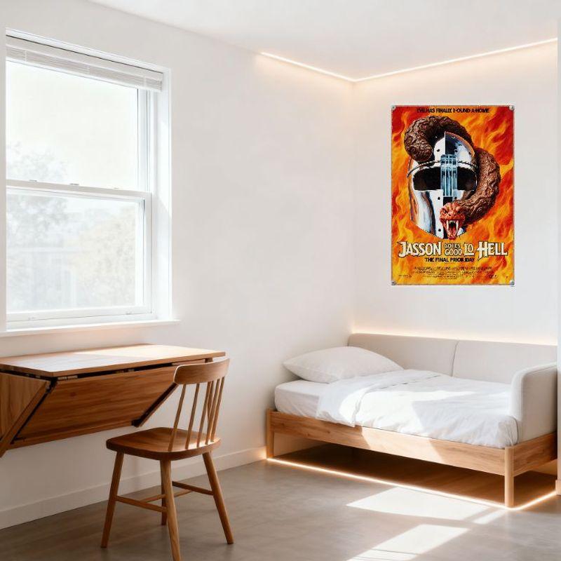 Jason Goes To Hell The Final Friday Horror Movie Metal Tin Sign Vintage Evil Ash Snake Helmet Flame Wall Decor for Home Bar Man