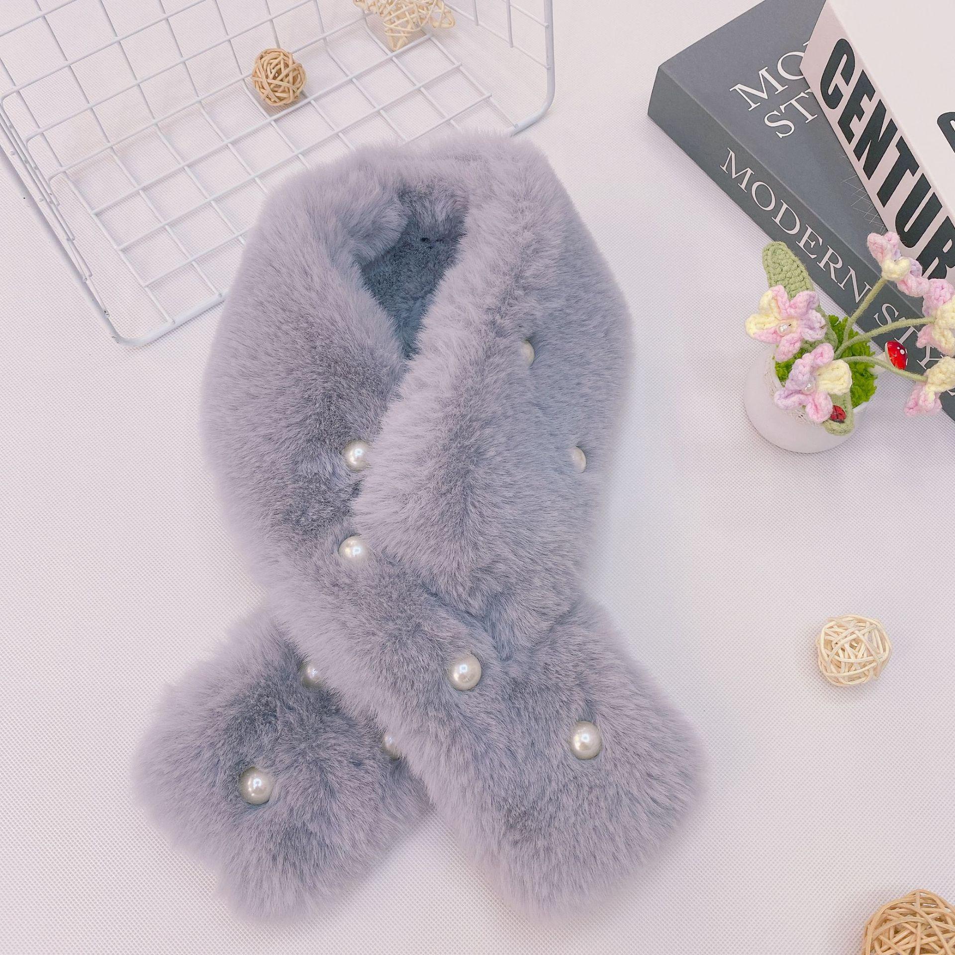 

Женский шарф из искусственной норки в корейском стиле 2024 года: Высокий/низкий мех, толстый, теплый, имитация кролика для осени/зимы 85 cm серый