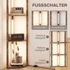Lampada da Terra a LED con Mensole, 5 Livelli Dimmerabile, Lampada da Terra Moderna con 3 Livelli di Luminosità e Interruttore a Pedale, Marrone Rustico