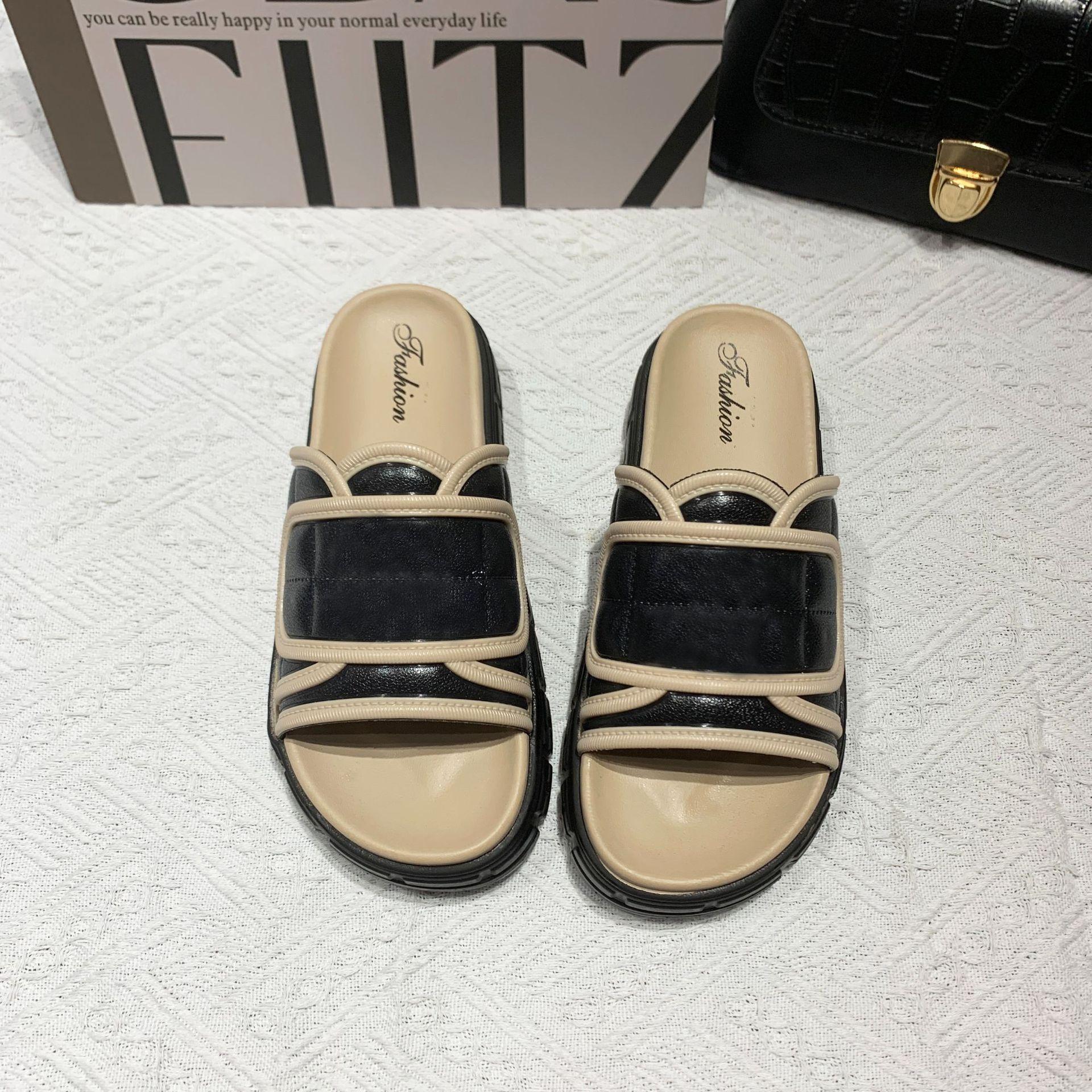 

Женские тапочки верхняя одежда летняя новая мода сандалии на толстой подошве сказочный ветер морской отпуск пляжная обувь 40 чёрный