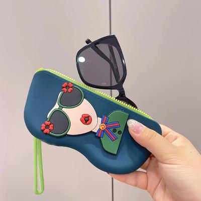 Estojo de Óculos Portátil Impermeável Resistente a Quedas de Silicone Fácil de Guardar Equipado com Alça para Pendurar Adequado para Viagem