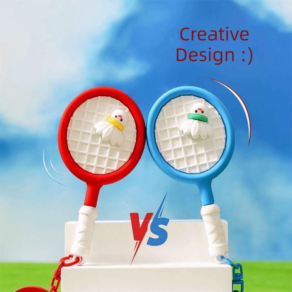 PVC Badminton Racket Keychain Cartoon Bag Pendant Funny Badminton Keyring  Couple's Gift