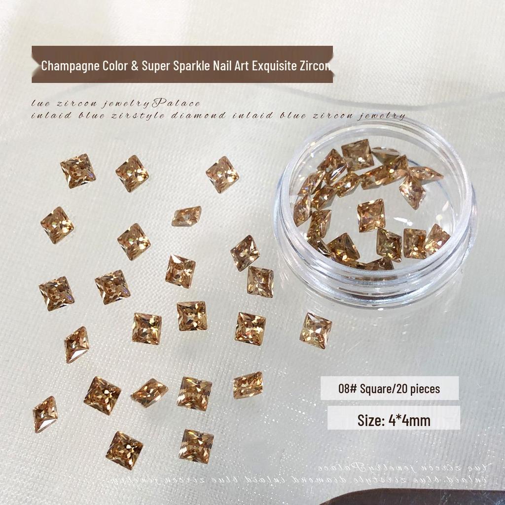 5A Champagne Marquise Zircon Nail Art Decorations - Flashy Nude Diamond Water Drop Shapes