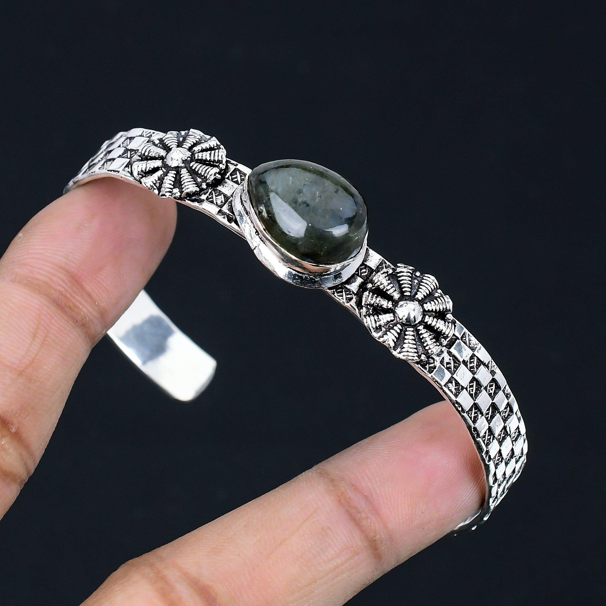 

Sterling Silver Pear Labradorite Gemstone New Sister Birthday Wedding Bangle Adjustable