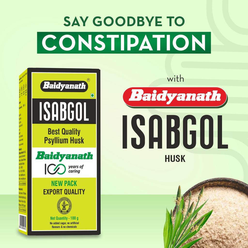Baidyanath Asli Ayurved Isabgol Psyllium Husk Powder 100 gm Pack of 2 | Natural Fiber Digestive Support