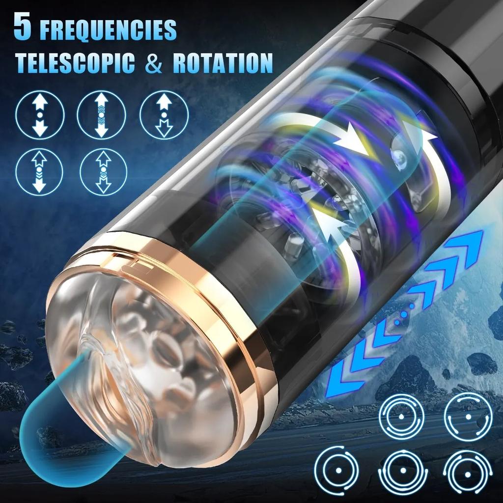 Automatic Male Masturbator Thrusting Rotating Vibration 3D Realistic Sleeve Hands-Free Adult Sex Toys for Men