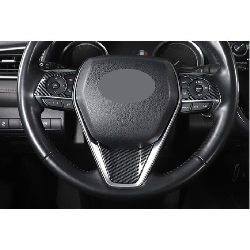 Carbon Fiber Steering Wheel Decor Frame Trim 3PCS For Toyota Camry 2018-