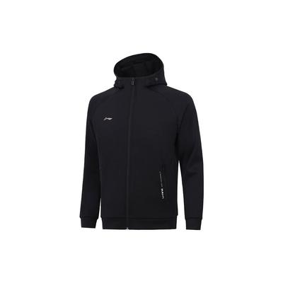 Li-Ning Plain Open-Front Sports Hoodie Men Hoodies Black AWDT993-1
