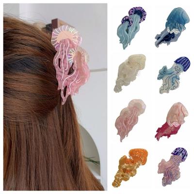 BEPAN Creative Animal Jellyfish Hair Claw Ocean Series Korean Style Hair Grab Clip Colorful Acetic Acid Large Shark Clip Daily