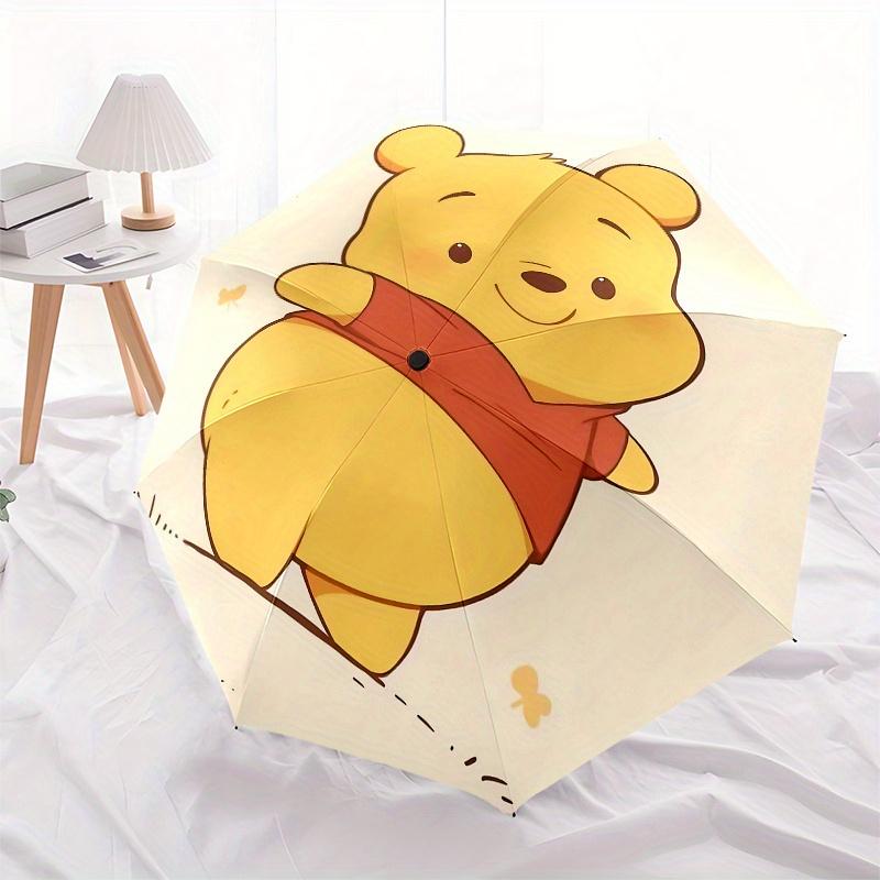 Winnie the Pooh, Honey Bear Automatic Opening and Closing Umbrella - 8 Ribs Portable Folding Umbrella with Plastic Handle, Suitable for Leis