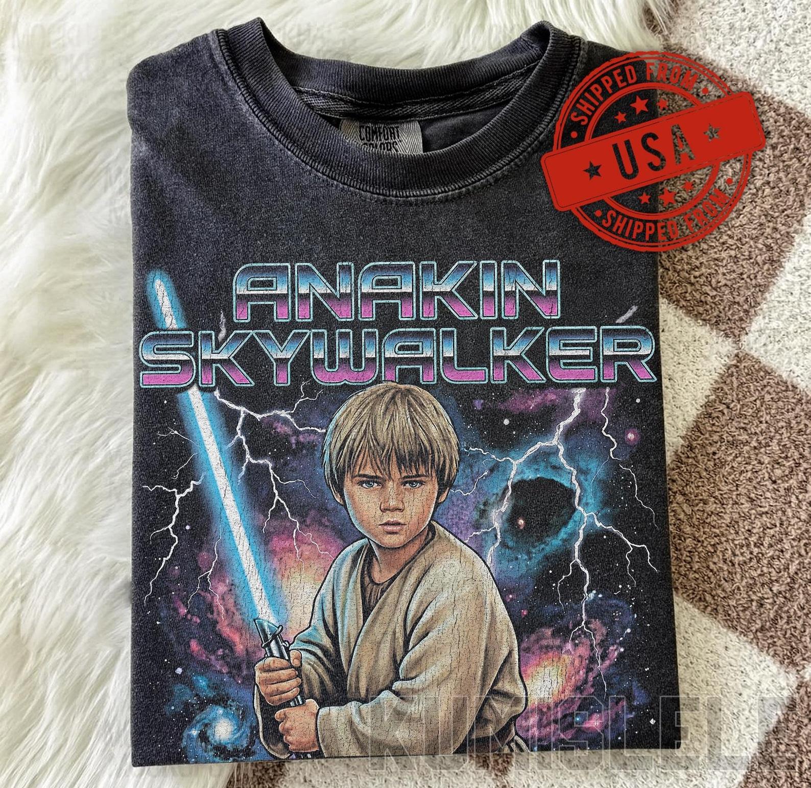 Anakin Skywalker Vintage Bootleg Style T-Shirt - Star Wars 90s Retro Graphic Tee - The Chosen One Shirt - Phantom Menace Merch 3XL