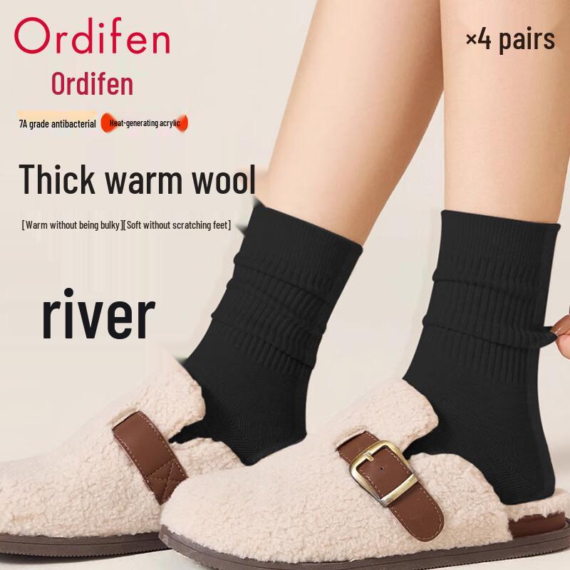 Odifen Women s Warm Wool Blend Mid-Calf Socks One Size