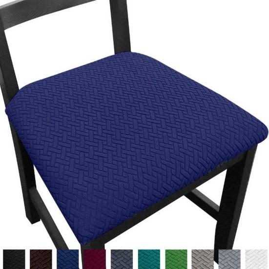 Chair Cover Fashion Check Design High Elasticity Jacquard Spandex Dining Room Chair Seat Cover for Household