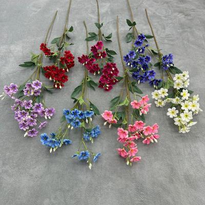 86cm Artificial Ceratostigma Branch Luxury Real Touch Silk Flower Branch Handmade Elegant Fake Flower Outdoor Garden Decor