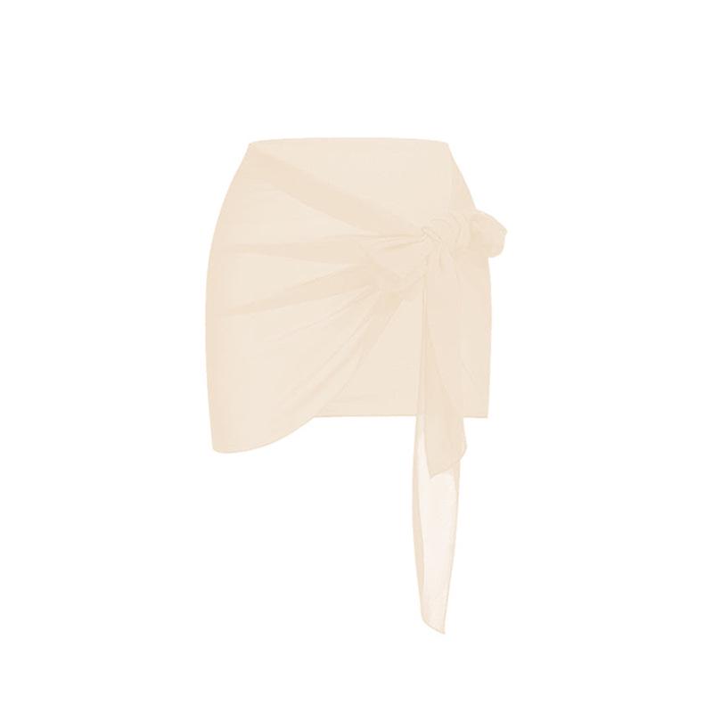 

Европейский и американский стиль для отпуска, однотонная миди-юбка с дизайном на завязках - пляжное платье One Size бежевый