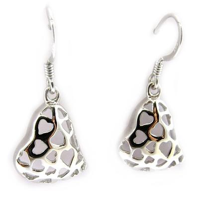 [E3734] - Ασημένια Σκουλαρίκια 'Φιλιγκράν Καρδιές'