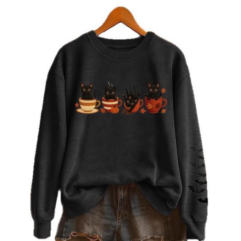 '' Halloween 3D Digital Print Casual Hoodie Women Animal Soft Cotton Blend Long Sleeve Regular Fit