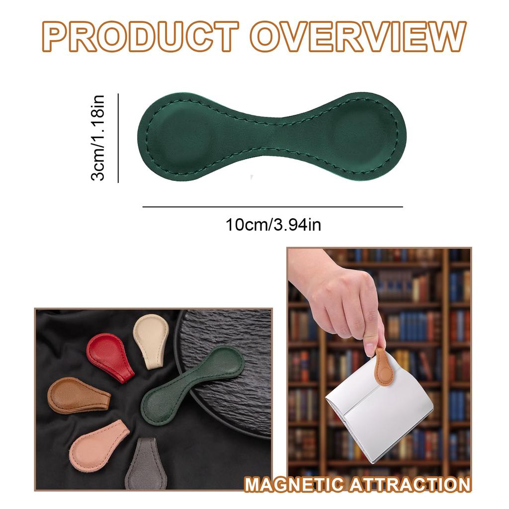 5pcs /set Magnetic Clip Sleeve Magnetic Buckle PU Leather Magnetic Bookmark Double-sided Magnet Clip for Diaries And Books