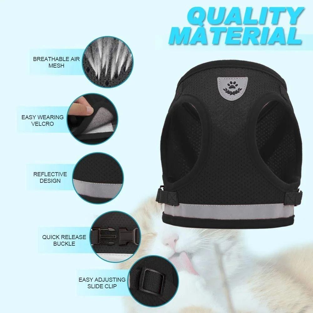 Polyester Pet Chest Strap Mesh Pet Vest Harness Dog Cat Accessories Cat Dog Harness  Pet