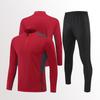 Mens Womens Soccer Training Kit Set Long Sleeve Half-Zip Hoodie Sports Jersey Uniform Breathable Quick-Dry
