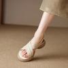 Leather Open-toed Crossed with Platform Sandals for Women's Summer Wear 2025 New One-word Strap Flats with Soft Soles and Skirts
