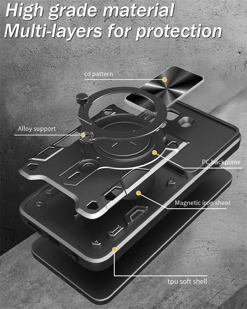 Handyhülle für Infinix Hot 50 Pro Plus 4G Armor Magnetische Heavy Duty Schutzhülle für INFINIX Hot 50 50i 30 i 40 Pro 4G Ringständer Schiebe-Objektivabdeckung