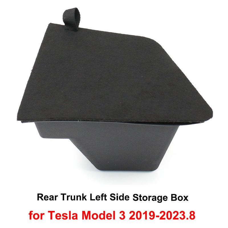 Rear Trunk Side Storage Box For Tesla Model 3 Highland 2024-2026 Left Right Bins with Cover Waterproof Mats Tail Boot Organizer