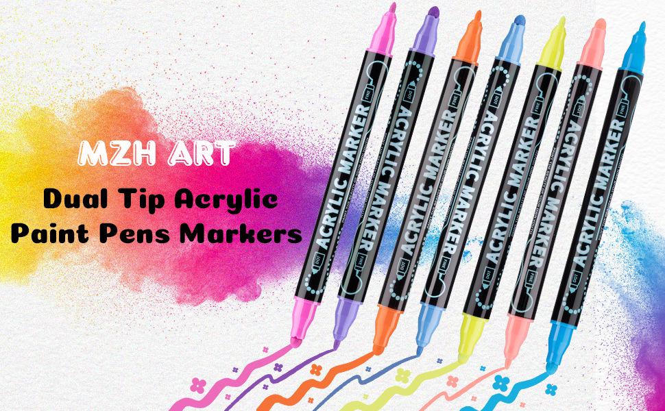 Dual-Tip Stackable Acrylic Markers - Quick-Drying Christmas Greeting Card Pens