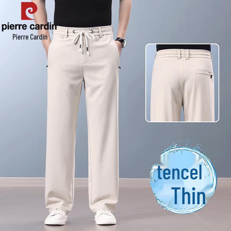 Pierre Cardin Men's Wrinkle-Resistant Tencel Linen Blend Straight-Leg Casual Pants