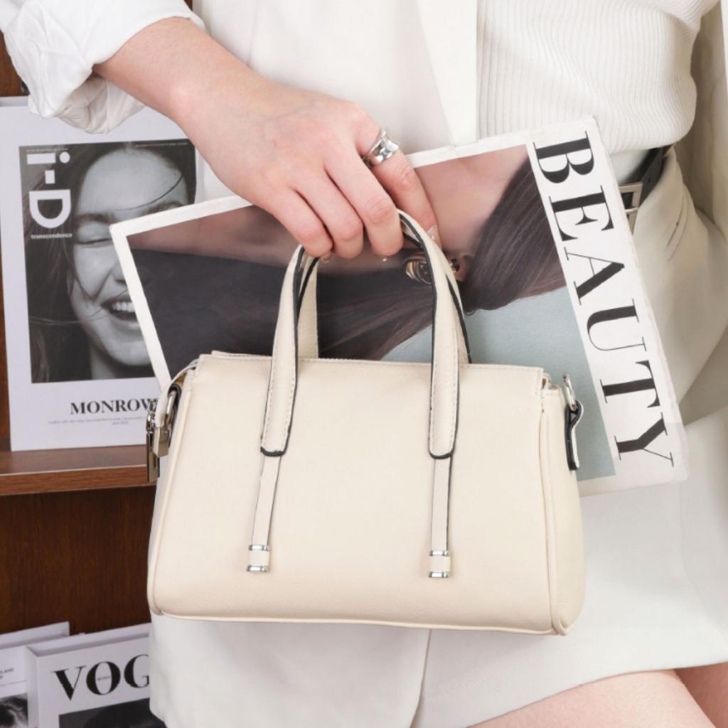 Automne Naturel Première Couche Cuir de Vache Sac à Bandoulière Messager pour Femmes Grande Capacité Mode Polyvalent Simple Sac Fourre-Tout à Fermeture Éclair Cuir Souple