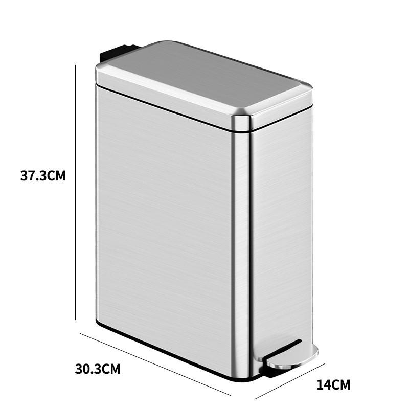 Household Stainless Steel Garbage Can Foot Operated Bathroom Waste Bin Kitchen Living Room Garbage Storage Bucket