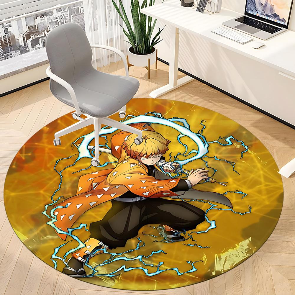 1PC Demon Slayer: Kimetsu no Yaiba Office Round Area Rug Suitable For Office, Under Office Chairs Bedroom Living Room Home Decor T100