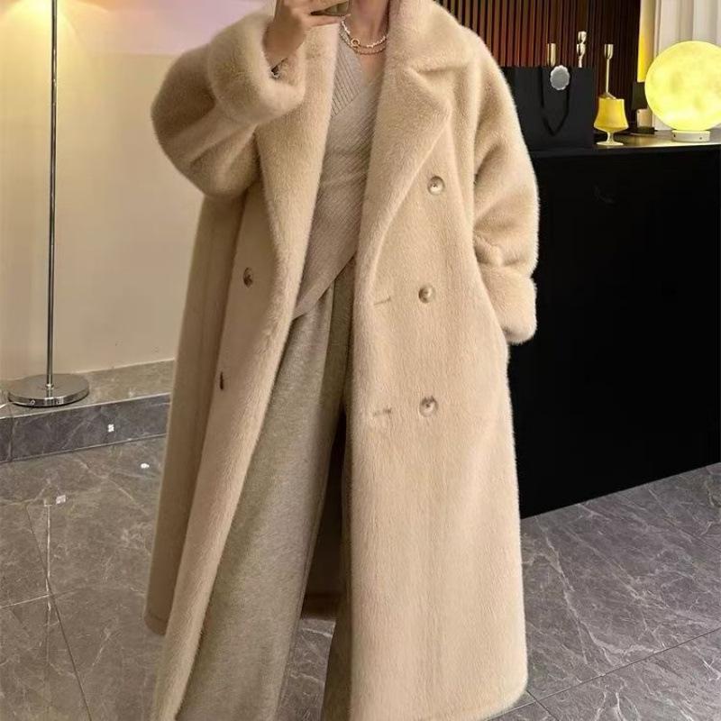 

Имитация норкового бархата длинный свободный утолщенный меховой комбинезон воротник из искусственной кожи пальто женское зимнее легкое XXL 145-80kg