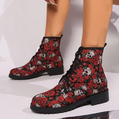 Fashion Spring/autumn Women's Boots Round Toe Low Heel Shoes for Women Outdoor Fashion Platform Shoes Lace Up Anti-slip Mid-calf Boots