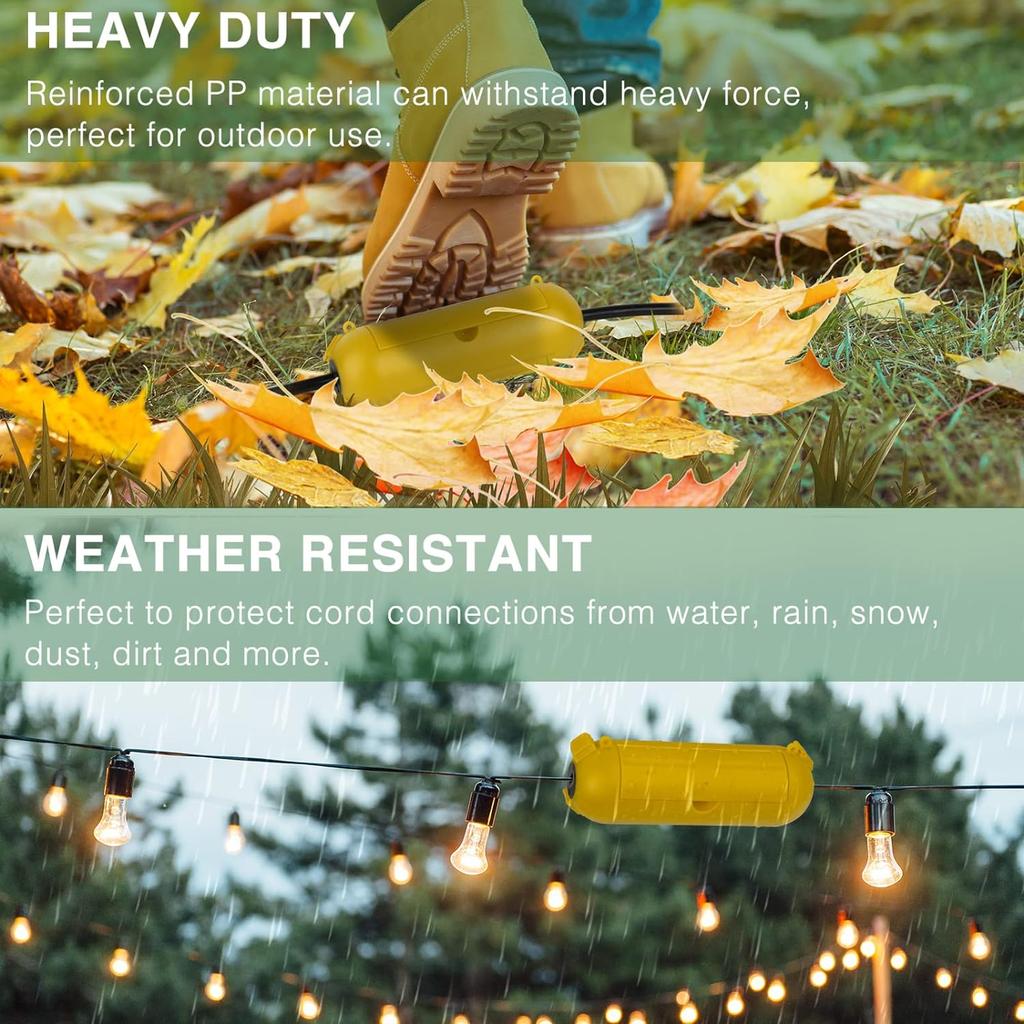 Extension Cable Plug Connection Protection Safety Cover, Waterproof Indoor and Outdoor Socket Protection Tool Yellow and Orange