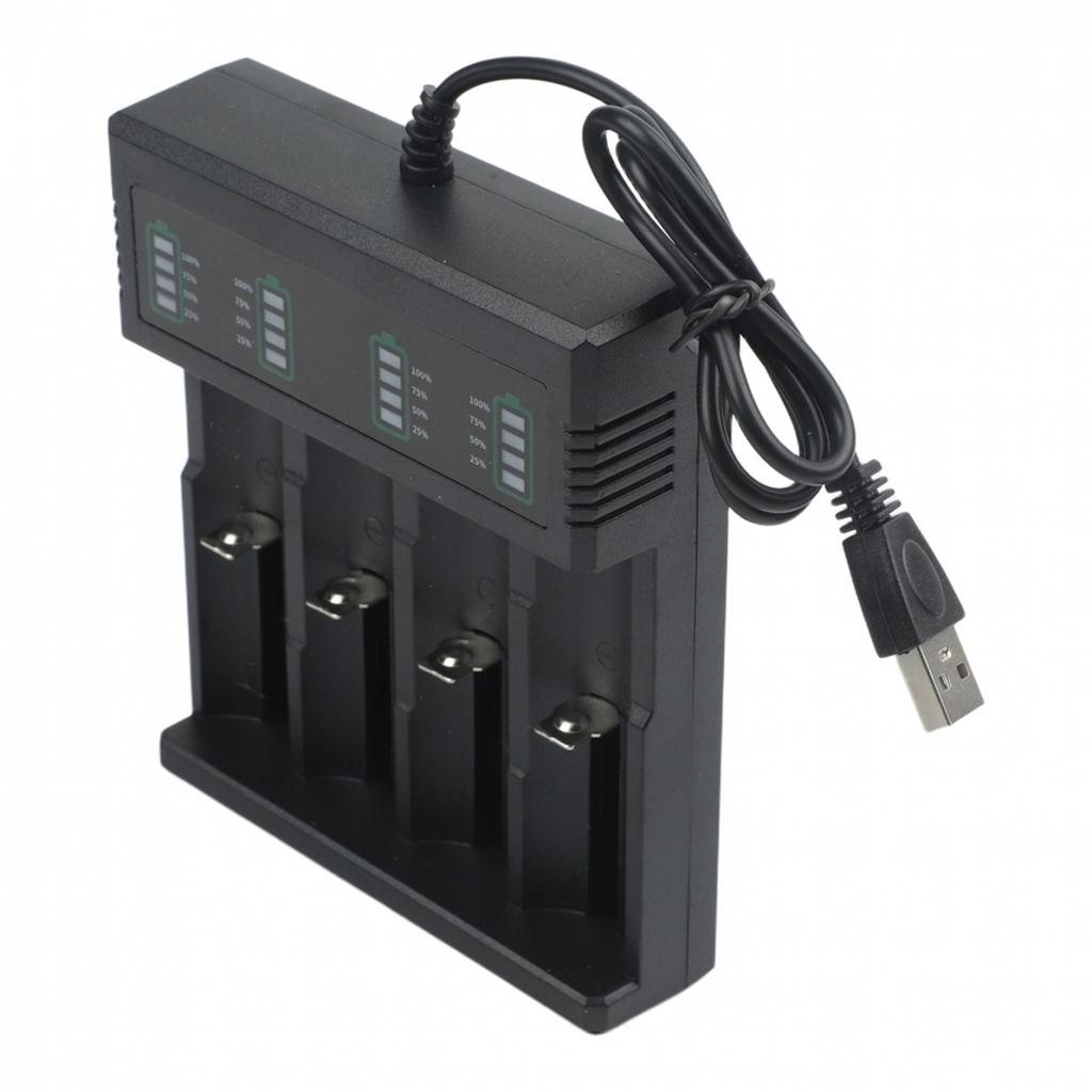 Smart USB Charger for 21700 14500 18500 26650 Lithium Batteries with 124 Slots