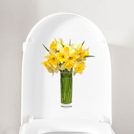 Kreativa väggdekaler för krukblommor Vattentät PVC självhäftande dekaler Vinylkonstdekoration Avtagbara toalettlockklistermärken Badrum Keramik