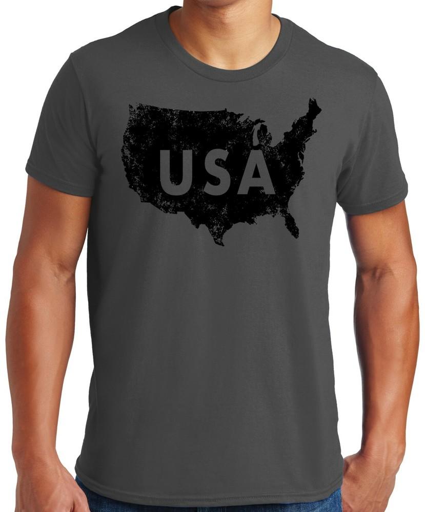 PubliciTeeZ Патриотическая карта США Силуэт Большая и высокая Футболка Унисекс Футболка XXL