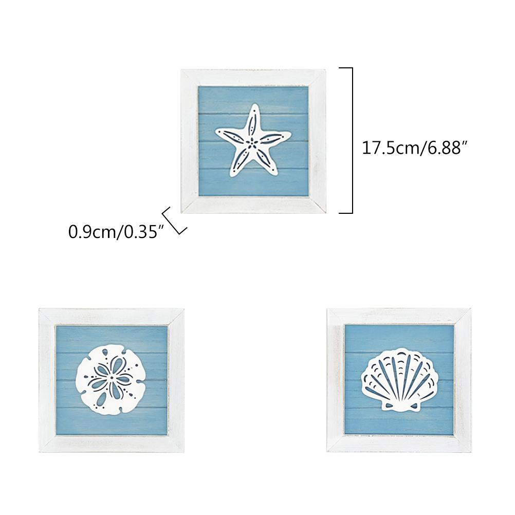 Ocean Theme Beach Wall Decor 3D Wall Art with Starfish Seashell Sand Dollar Vintage Beach Home Bathroom Decor